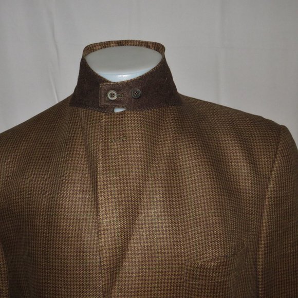 Holland & Holland 100% Linen Gun Check Three Button Sport Coat 42L - Picture 6 of 13